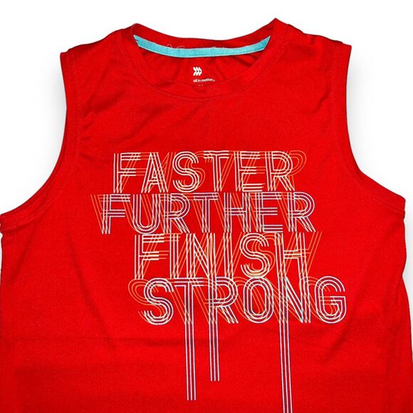 all in motion Boys Tank Top Shirt Sleeveless Athletic Summer Lightweight Red XL - Picture 2 of 6